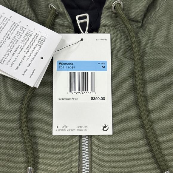 $350 Travis Scott x Jordan Hooded Canvas Jacket Women’s M Cargo Khaki FD9113-325 - Picture 4 of 14